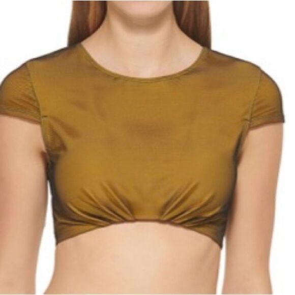 🛍️DKNY Women’s Cropped Mesh Overlay Bikini Swim Top one piece, Size: M,XL💥 - Picture 1 of 9